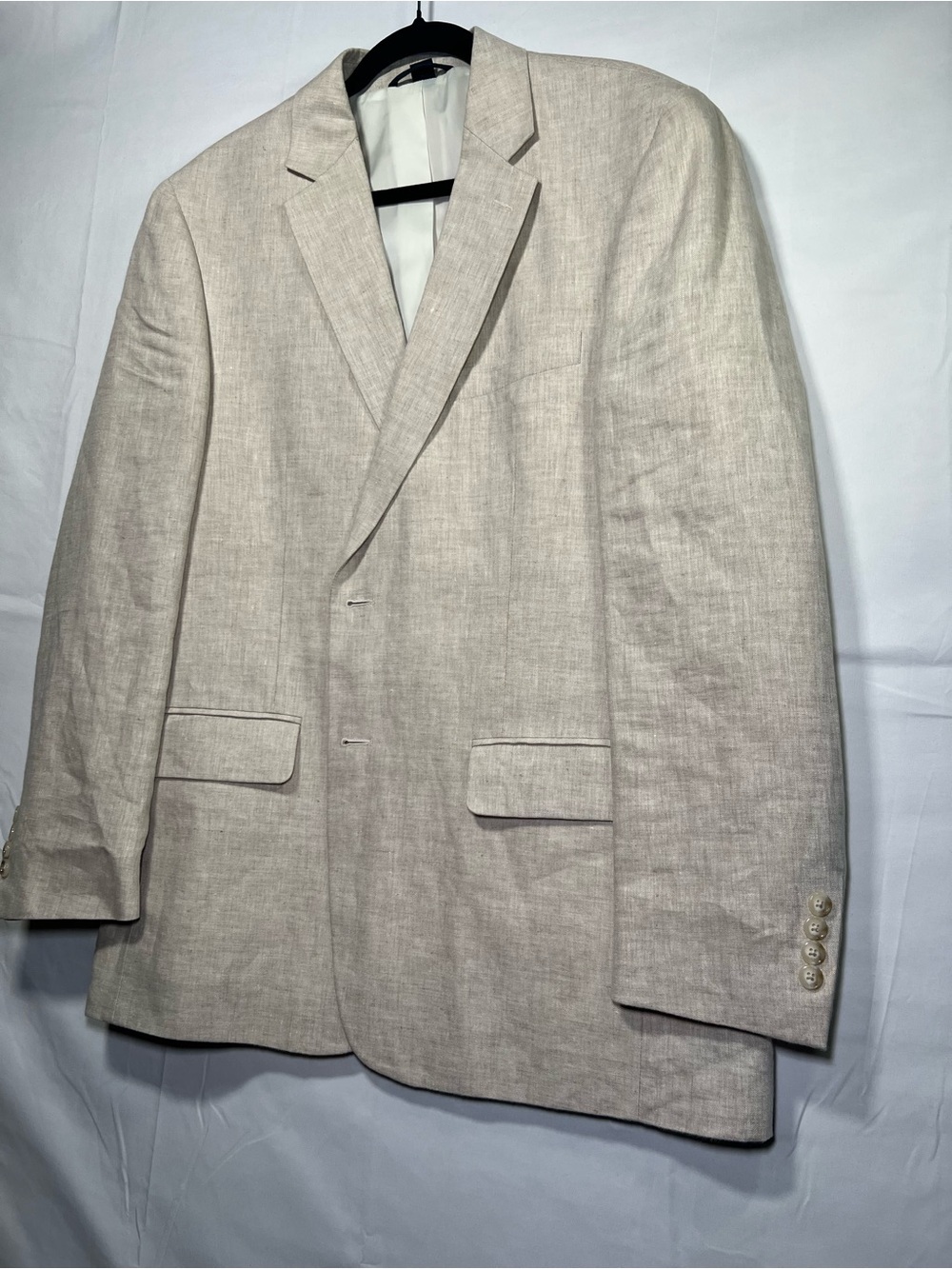 Haspel 100% Linen Beige Two Button Sport Coat Blazer 42R - Picture 2 of 9